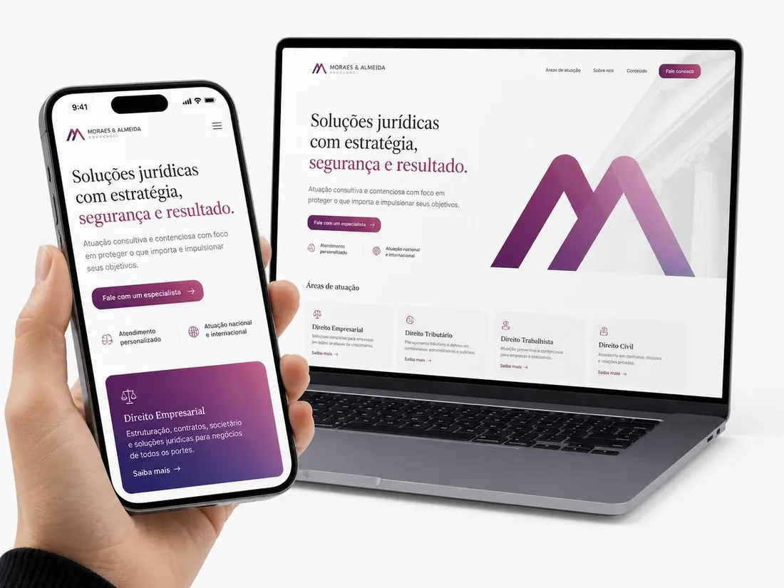 Site jurídica responsivo no notebook e no celular